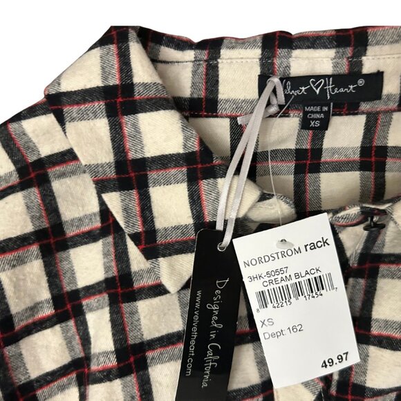 NWT Velvet Heart - Long Sleeve Button Down Dress - Soft Knit Plaid - Sz xs - Picture 3 of 8